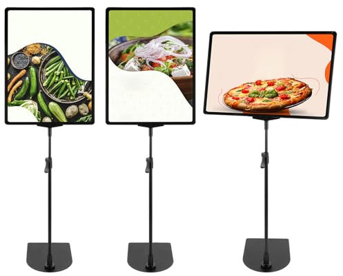 GBACHOOSE 3 Stück Infoständer DIN A3 420x297mm, Höhenverstellbar Plakatständer, Kundenstopper Bilderständer für Anzeigen, Partys, Menü