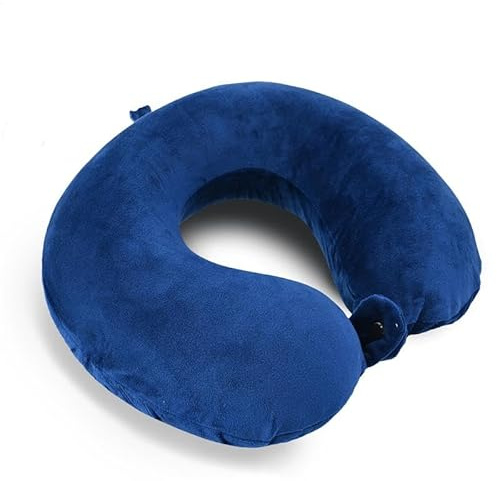 LUGG Memory Foam Travel Pillow – Ergonomic Neck Support, Portable and Lightweight, Ideal for Flights and Road Trips (Blue) - 35 x 30 x 10cm