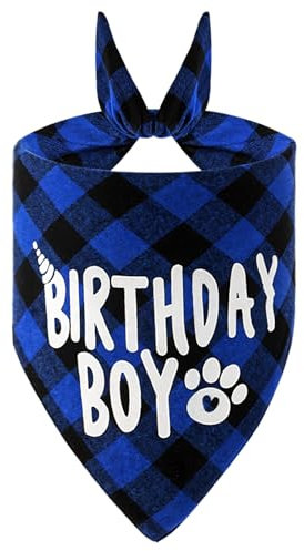 Oruola 71 cm Lang Hunde Halstuch,Hund Geburtstag,Hundehalstuch,Hundehalstuch Personalisiert Geburtstagsdekoration für kleine mittelgroße und große Hund,Blaue und Schwarze Streifen Hunde Bandana