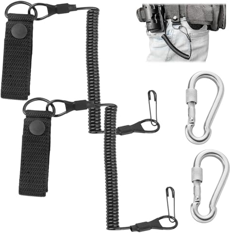 Set di Cordini Tattici, Include 2 Corde Elastiche a Spirale, 2 Moschettoni, Robusto e Durevole, Ampia Gamma di Utilizzi, Adatto per L'outdoor, Il Campeggio, La Caccia, La Sopravvivenza (Nero)