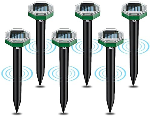 CLIUNT Repellente Solare per Talpe, 6 Pezzi Repellente Ultrasuoni per topi, Dissuasori per Talpe impermeabile per prato, giardino, fattoria, salice, verde