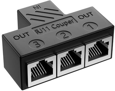 SinLoon RJ11 Koppler RJ11 Buchse auf 3 Buchsen 6P6C Telefon Inline Koppler Telefon Verlängerung Adapter für Festnetz Fax Gerät (1 zu 3)