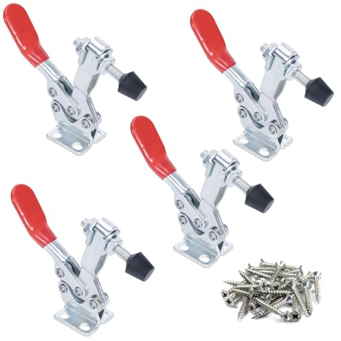 Sajosolid Adjustable Toggle Clamps, 500 Lbs Holding Capacity, Suitable for Fixtures, Drill Presses and Welding, 225D Quick Release Horizontal Toggle Clamp With Non-Slip Rubber Pressure Tips