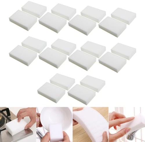 20 esponjas limpiadoras de nanopartículas de melamina, limpiador de melamina, esponja de limpieza para cocina, oficina, aspiradora, filtro de repuesto, bolsas de polvo de repuesto para robot aspirador