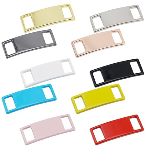 MALUGOGO Hebillas Decorativas Cuadradas de Metal para Cordones de Zapatos, Paquete de 10 Piezas, Diseño Creativo y Único para Zapatillas y Actividades Diarias