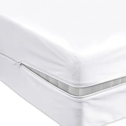 Funda Colchon con Cremallera, Protector Colchon para Cama 90 x 200cm, Protector Tacto Liso y Suave, Colchón de hasta 25 cm, 100% Microfibra, Blanco
