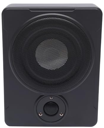 8 tums ultratunn billjudbasbox, aktiv under seat bil-subwoofer, 300 W Max/200 W RMS, undersits subwoofer med integrerad förstärkare, djupbashögtalare, hög/låg nivåingång, för bilar, lastbilar