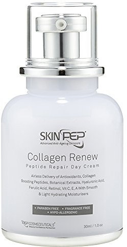 Collagen Renew - Encapsulated Growth Factors (EGF, FGF, TGF) Day Cream - Skin Moisturisers + Retinol + Hyaluronic Acid Serum + Vitamin C + Peptides - Korean Inspired Glass Skin By SkinPep (30ml)