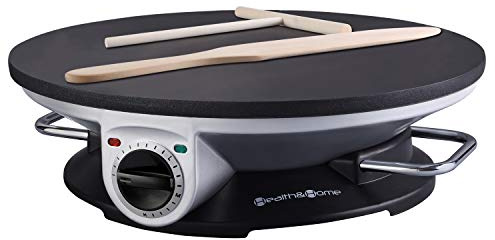 Health and Home No Edge Crepe Maker - 13 Inch Crepe Maker & Electric Griddle - Non-stick Pancake Maker- Crepe Pan
