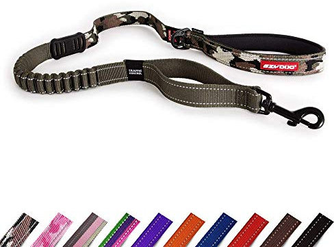 EzyDog Hundeleine für Große, Mittelgroße Hunde - Elastische Leine mit Bungee Ruckdämpfer - 'Zero Shock' Leine für Hunde - Hunde Leine Stabil, Reflektierend (128cm, Camo)