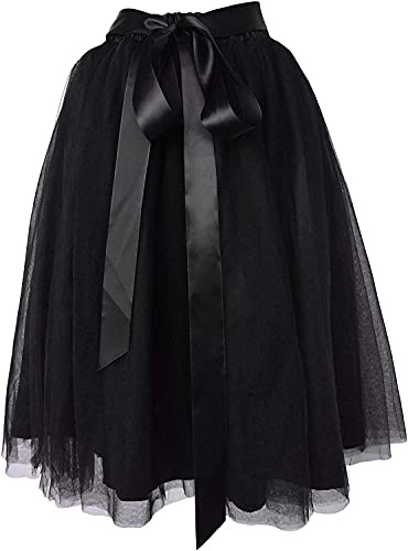 Dancina Women’s Knee Length Tutu A Line Tulle Skirt Plus (Size 12-18) Black