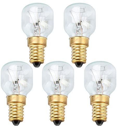 com-four® 5x Backofen-Lampe bis 300° C, warm-weiße Herd-Glühbirne 40W, E14, 230-240V (05 Stück - 40W goldfarben)