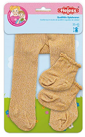 Heless 4761 - Collants avec Chaussettes pour poupées Doré Taille 28-35 cm