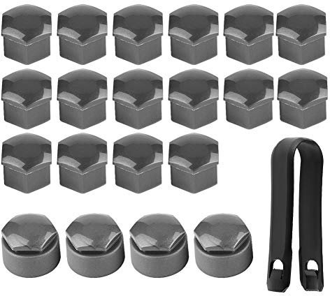 20 Pièces Capuchons d'écrou de Roue, 17mm Cache Ecrou Anti-Poussière Capuchons Protection Hexagonal Chrome Ecrou Cache-Boulons Universel avec Antivol pour Plupart des Vis de Roues de Voiture
