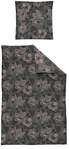 Irisette Bettwäsche Interlock-Jersey grau-braun Größe 155x220 cm (80x80 cm)