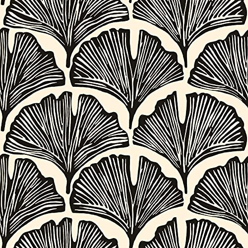 Tempaper x Novogratz Zebra Black Feather Palm Removable Peel and Stick Wallpaper, 20.5 in X 16.5 ft, Made in The USA