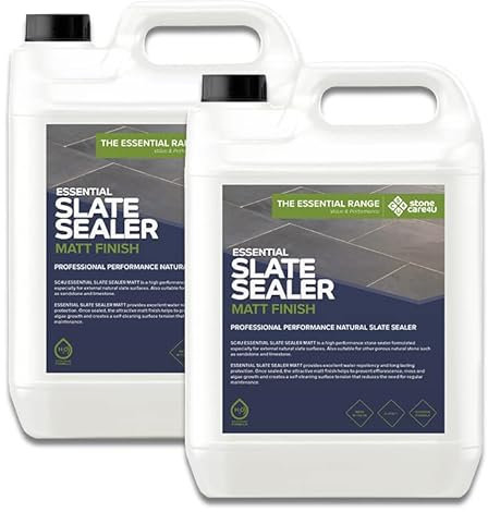 Stonecare4u - Essential Slate Sealer MATT (Dry) Finish- High Performance Quick Drying Formula for Slate Tiles, Floors, Paving & Patio's. Quick & Easy to Apply (2 x 5 litres)