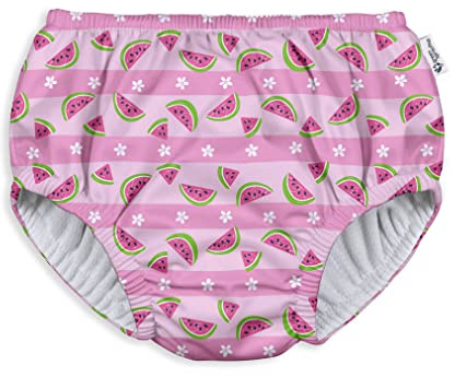 i play. by green sprouts Reusable, Eco Pull-up Swim Diaper, UPF 50, 4T, Light Pink Watermelon Stripe, Patented Design, STANDARD 100 by OEKO-TEX Certified
