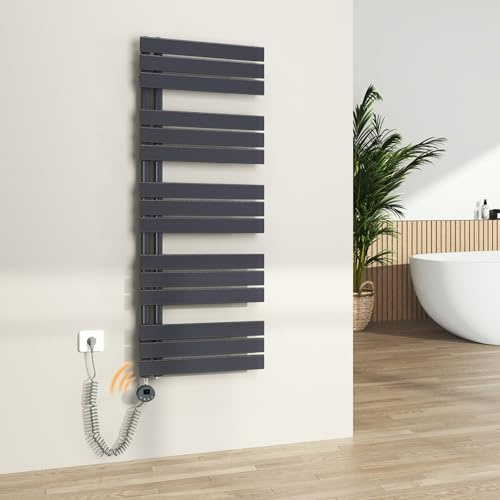 S'AFIELINA Toallero Eléctrico Baño 1320×500 mm, 800 W, Antracita | Radiador Toallero Eléctrico con Termostato, WiFi, Temporizador Programable, Pantalla LCD, Control por App