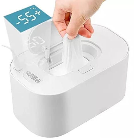 Einstellbar 40 ℃ - 60 ℃ Wischtuchwärmer,Wischtuchwärmer Für Babys, 3 Temperaturmodi Baby-Feuchttuchspender, Tragbarer USB-Wischtuchwärmer Mit Großer Kapazität Für Die Reise nach Hause, Auto(Weiß)
