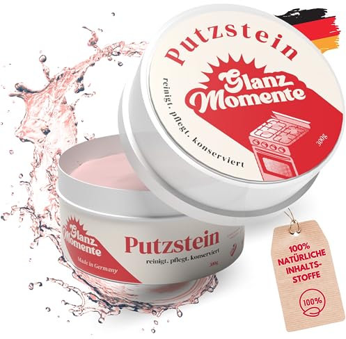 GLANZMOMENTE ® Putzstein - 300g - Inkl. Handschwamm - Universalstein - Universalreiniger - Für Küche, Bad, Fenster, WC und mehr - Made in Germany (3)