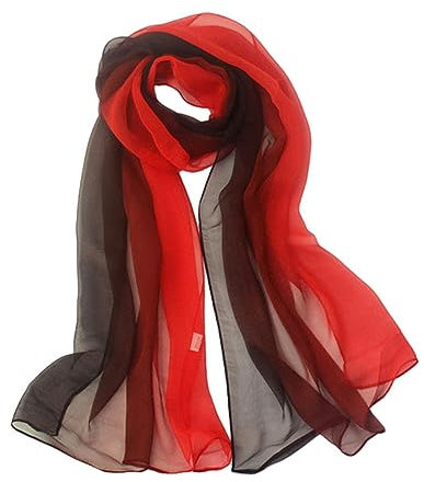 PARREN Seidentuch Sommer Ankunft Mode Chiffon Schals Gradient Farben Georgette Weibliche Seidenschals 50 * 160Cm-Rot