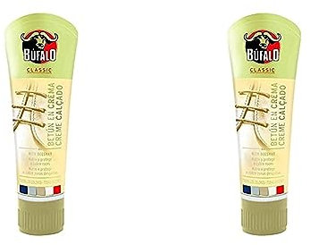 Búfalo Classic - Betún en Crema para Zapatos, Cuidado del Calzado, Crema Color Neutro que Nutre, Protege y da Brillo, Óptimo para Pieles Lisas - Tubo de 50ml (Paquete de 2)