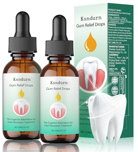 2Pcs Gum Regrowth Drops, Ksndurn Gum Therapy Gel, Natural Gum Restore Plus Liquid Drops Mouthwash - Repair for Receding Gums, Treatment for Gum Health