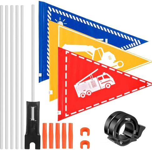 NANSIKE 3stüCk Fahrradfahne FüR Kinder, Kinderfahrrad Dreieck Flagge, Mit Befestigungswinkel Fahne FahrradanhäNger, FahrradzubehöR Kinder, Mit Glocke