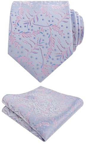 Alizeal herr 8 cm (3,15 tum) slips med blomma och näsduk set, 127-Ljusblå+