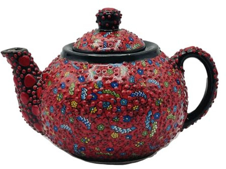 Teiera Turca Etnica Artigianale in Ceramica con Decoro a Rilievo - Un Tesoro per la Tua Tavola Tunisia Marocco Etnico del Mondo 0907241609