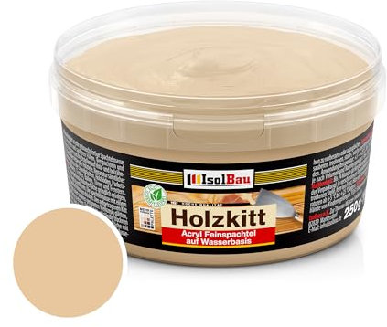 Isolbau - Holz-Spachtelmasse 250 g - Holzspachtel Holzkitt Außen und Innen - Holz-Reparaturspachtel - Holzreparaturmasse - Holz-Fertigspachtel - Schnelltrocknend - Buche Natur (Nr. 25)