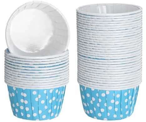 QUARKZMAN Mini Polka Dot Cupcake-foder för bakning av cupcakes, 50 stycken muffinsformar cupcake-hållare pappersformar för bröllop, duschar, present (blå)