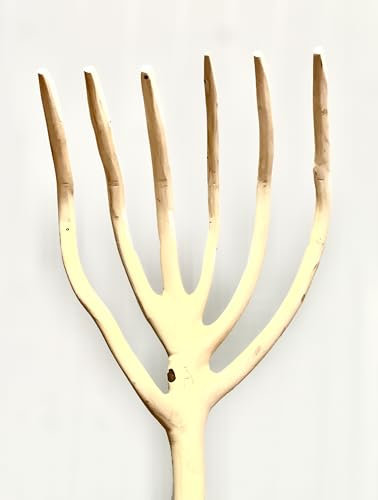 Horca de Madera Almez de 6 Púas – Herramienta de Jardinería, Agricultura, hornamental, decoración. 150cm Larga.