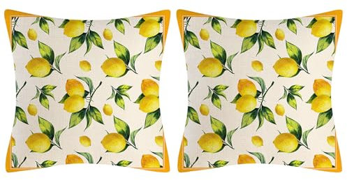 osiuujkw Juego de 2 Fundas de cojín Decorativas para Exteriores, diseño de limón, para jardín, balcón, sofá, 45 x 45 cm, Color Amarillo, B