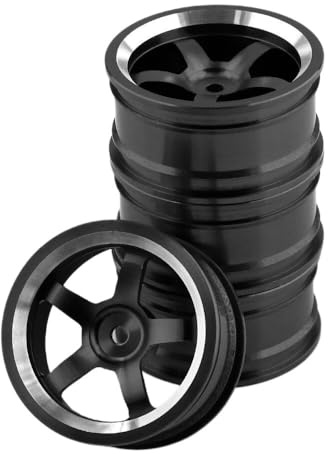 For 1/10 RC On-Road Drift Car Alufälgar Nav Metallfälgar for 1:10 RC Bil HSP 94122 94123 Tamiya TT02 HPI Kyosho Sakura CS D4(4pcs black)