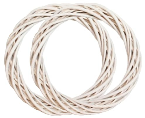 Lawnrden 2 uds Corona de Vid, Forma de Corona Blanca de 8 Pulgadas Guirnalda de Vid Forma de Base de ratán para Decoraciones navideñas de Ventana de Pared de Puerta Delantera |.Marco