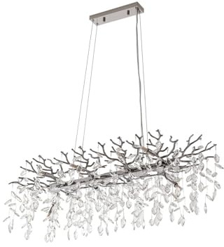 Lucande Lampada a sospensione dimmerabile (Moderno) colore Argento, in Cristallo ad es. Soggiorno & Sala da pranzo lampada cristallo