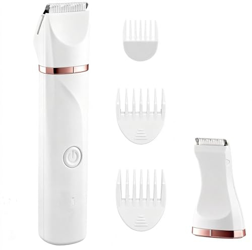 Bikini Trimmer for Women,Painless Electric Razor & Body Shaver for Pubic Hair,IPX7 Waterproof Hair Trimmer Women with Ceramic Blades,USB Rechargeable,Wet/Dry Use,Gifts for Women（White）
