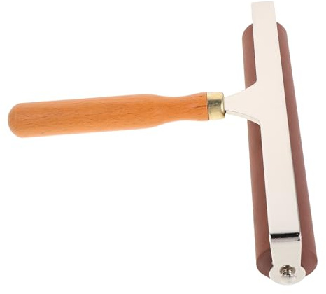 Parliky Rullo in Gomma Morbida per Stampa e Decoupage con Manico in Legno Ergonomico Rullo per Inchiostro e Colla Multifunzione per Carta Tessuto e Tela Strumento Artigianale per