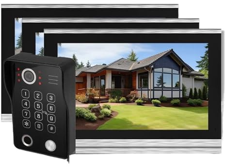 Fingeravtryck 5 I 1 Lås Upp Dörrklocka Videointercom For Hem Pekskärm Videoporttelefon 1080P Tuya Säkerhetsskydd 3 Monitorer Tydlig Display Skydd Alla Väder(1D-3M-32G 10 inch)