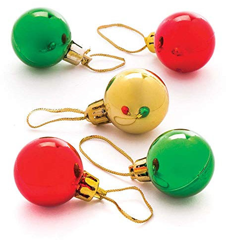 Baker Ross AR830 Mini Christmas Baubles - Christmas Decoration Arts and Crafting, Pack of 12