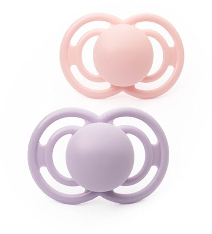 MAM Perfect Soothers | 18-36 Months | Pack of 2 | Comes in Dummy Steriliser Box | Sustainable Materials | Baby Accessories | Pink/Lilac (Various Designs)