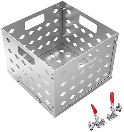 BBQ-PLUS Charcoal Firebox Basket and Smoker Door Clamps for Oklahoma Highland Bandera Longhorn,Charcoal Box,Fire Basket and Latches for Most Offset Smoker Grill,12 W x 12 D x 7.5 H,Stainless Steel
