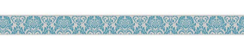 Frise papier peint à motif pour salle de bain | Frise tapisserie idéal pour un style baroque | Frise murale à motif crème et turquoise