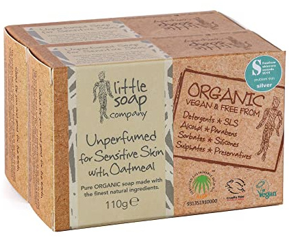Little Soap Company Organic Range - Unperfumed Soap Bar Duo Pack,110gx2 | Natural, Vegan, Cruelty Free, Eco Friendly and Perfect for Sensitive Skin | Womens and mens gifts | free from SLS or Parabens