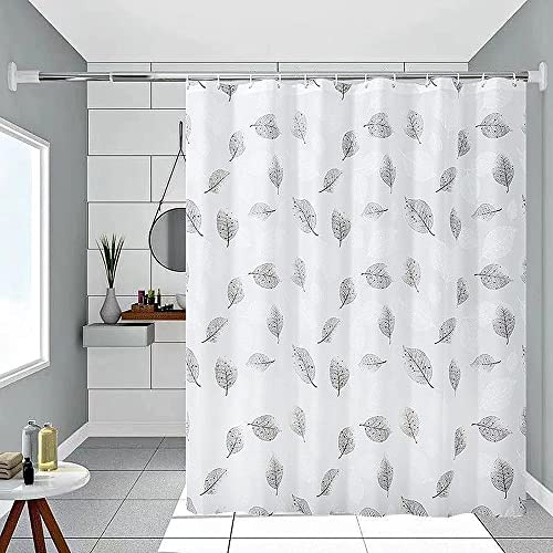 Lkw Ogechi Cortina de Ducha Impermeables Hojas Negras, Cortinas de Ducha PEVA Antimoho, Cortina de Baño 200/220/240CM Drop, Cortinas de Baño Secado Rápido Hojas, para Habitación Húmeda (180x220cm)
