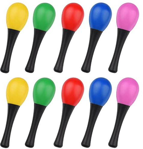 AOVNA 10 Pieces Sand Hammer 5 Colors Maracas Egg Shaker Musical Sand Shaker Educational Toys Percussion Instrument (10)