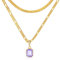 Mesovor 18K Gold Layered Crystal Necklace, 3mm Figaro Chain Necklaces | Dainty 4mm Snake Chain Choker Necklace for Women Girls Jewelry Gifts (Lavender Purple)
