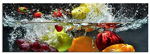 decomonkey - Tableau Acoustique Cuisine 120x40 1 Pièce - Impression sur Toile Décoration Maison Isolation Peinture Image Phonique Déco Bureau Panneaux AcoustiquesEau de fruit de cuisine colorée